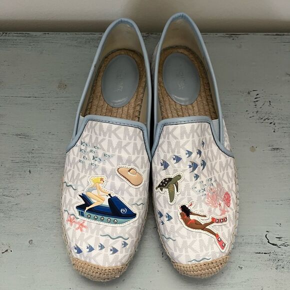 Michael Kors Hastings Espadrille Jet Set Maldives Slip On Flats | Size 8.5 - Picture 1 of 7